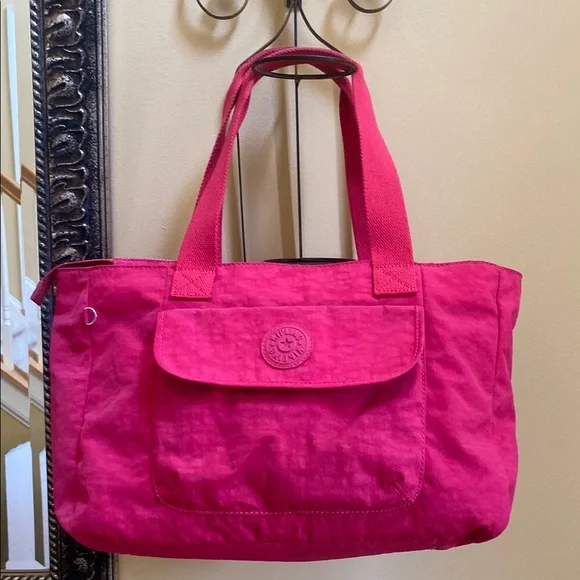 Kipling Bags Kipling Pink Zip Nylon Tote Shoulder Bag